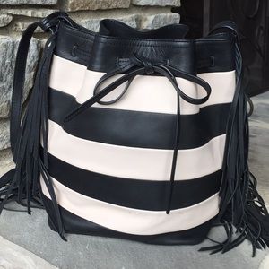Polo Lauren Leather Striped Drawstring handbag